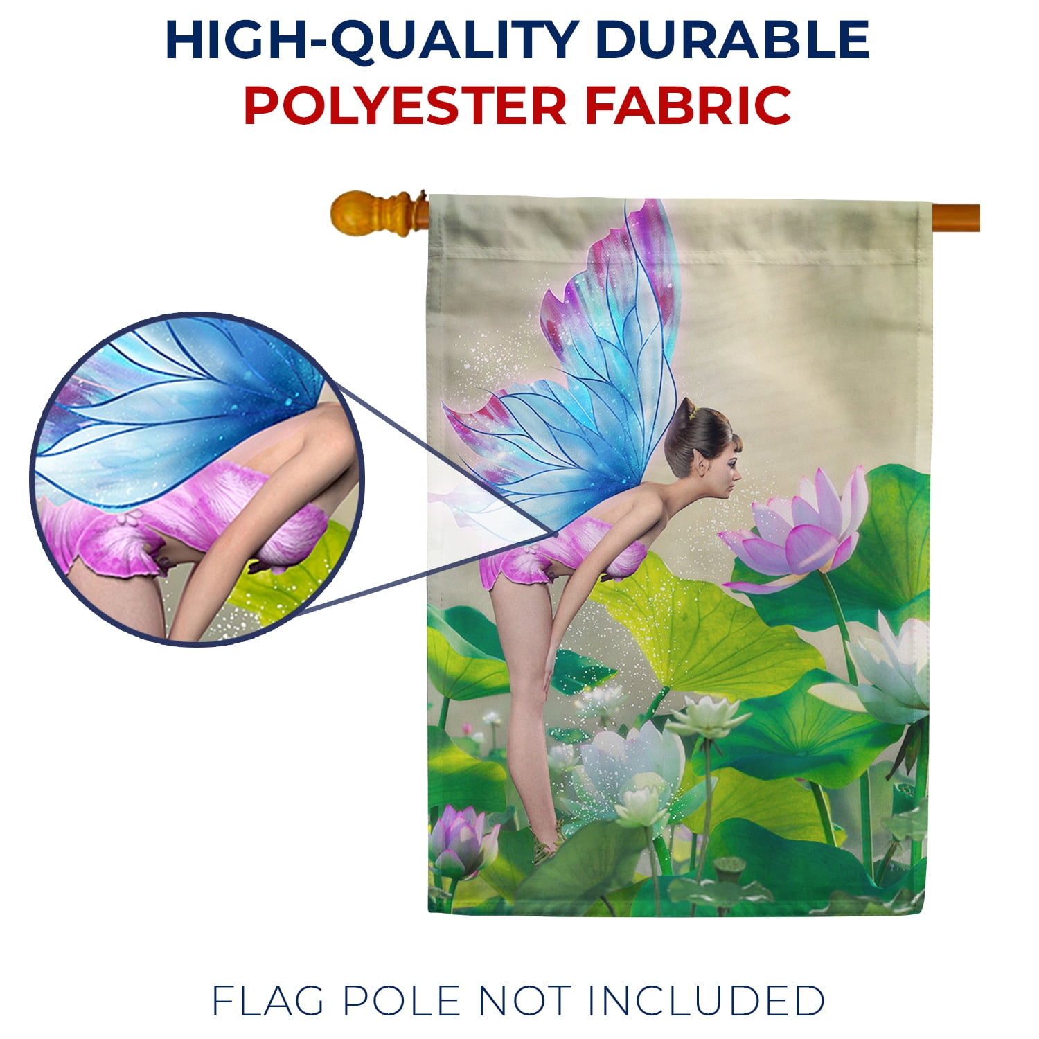 America Forever Fairy House Flag - Spreading Fairy Dust Lotus Pond - Magical Fantasy Fairy Tales Spring Summer Seasonal Yard Outdoor Decorative Double Sided Flag - 28 x 40 Inch