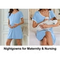 thumbnail image 5 of Avidlove Nightgowns for Women Button Down Bamboo Viscose Nightshirts Short Sleeve Sleepshirt Crew Neck House Dress with Pockets Sleepwear, 5 of 9