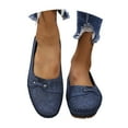 thumbnail image 3 of Womens Penny Loafers Vintage Pattern Round Toe Stitching Slip on Moccasin Flat Shoes Comfortable Arch Support Orthopedic Shoes Blue Size 8, 3 of 9