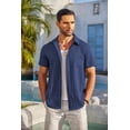 thumbnail image 3 of COOFANDY Button Down Shirt Men Short Sleeve Shirt Button Up Shirts for Men Linen Shirts for Men Summer Beach Shirt, 3 of 6