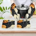 thumbnail image 6 of Pumpkin Lantern Black Cat Oven Mitts And Pot Holders Sets of 4 Oven Gloves Set Potholders for Kitchen Cooking Baking Grilling Anti Scald Hot Pads And Heat Resistant, 6 of 6