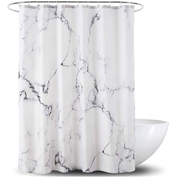 Cortina de ducha de baño de mármol,Cortina de ducha de tela gris y blanca con ganchos,Impresión 3D única,Accesorios decorativos de baño,Impermeable,Ojales de metal reforzado,Estándar