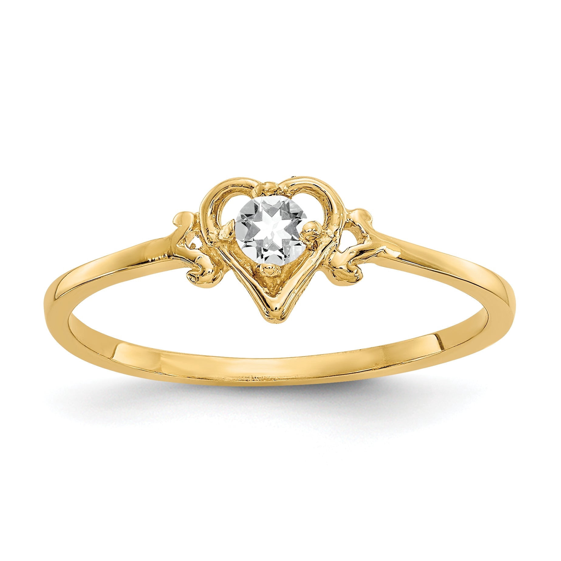 Fine Color Jewels Natural White Topaz Birthstone Ring for Women, 10K Yellow Gold, April Birthstone