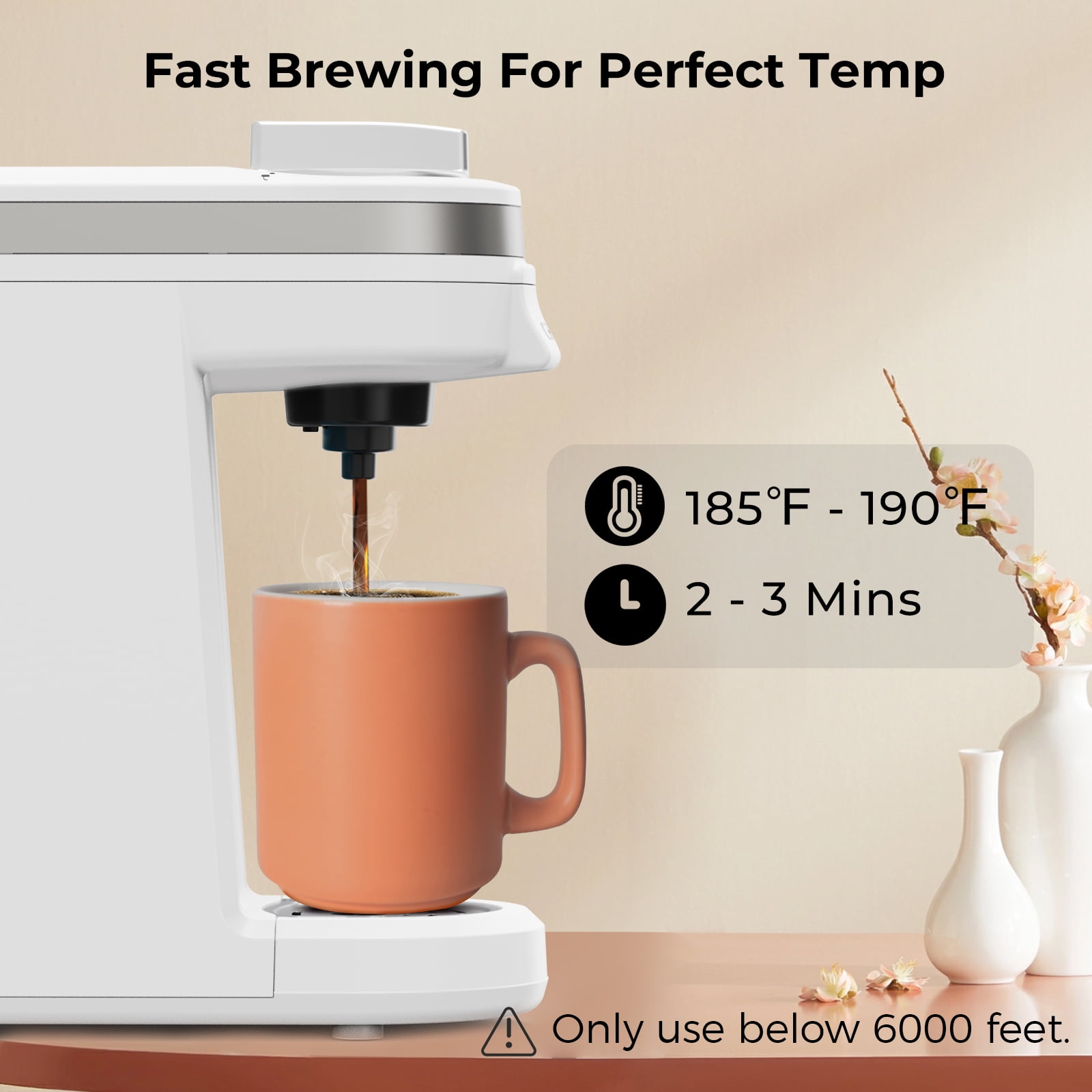 CHULUX Single Serve Coffee Maker Machine for K Pod and Ground Coffee, White