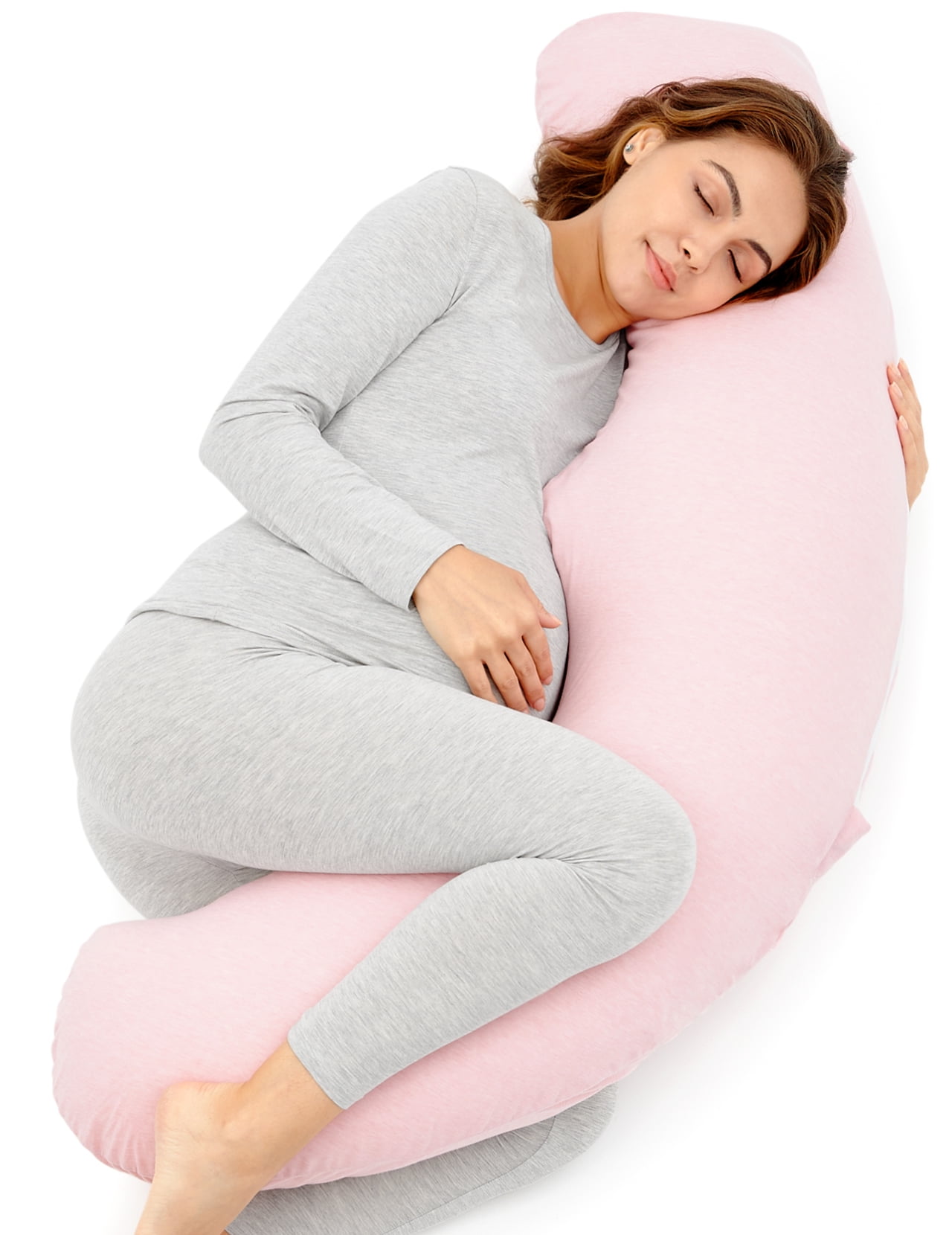 Momcozy Body Pillow for Pregnancy, Pregnancy Pillows for Women Sleeping with Cover, Pink