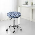 thumbnail image 7 of Bingfone Blue Ink Flowers Padded Round Bar Stool Cover Cushion with Elastic Fabric Round Chair Seat - Blue Ink Flowers, 7 of 7