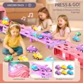 thumbnail image 4 of HYPERLIVING Car Toys for Toddler Girl Unicorn Truck Foldable Race Track with Light & Sound Friction Power Princess Car Birthday Gift for Kid, 4 of 7
