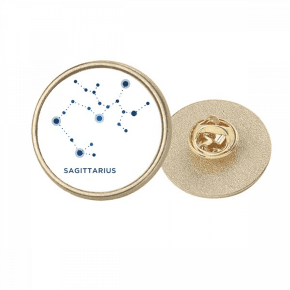 Sagittarius Constellation Sign Zodiac Round Metal Golden Pin Brooch Clip