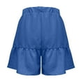 thumbnail image 5 of Olyvenn High Waist Wide Leg Ruffle Shorts for Women Trendy Loose Beach Baggy Short Pants with Pocket Bermuda-Shorts Blue XXL, 5 of 7