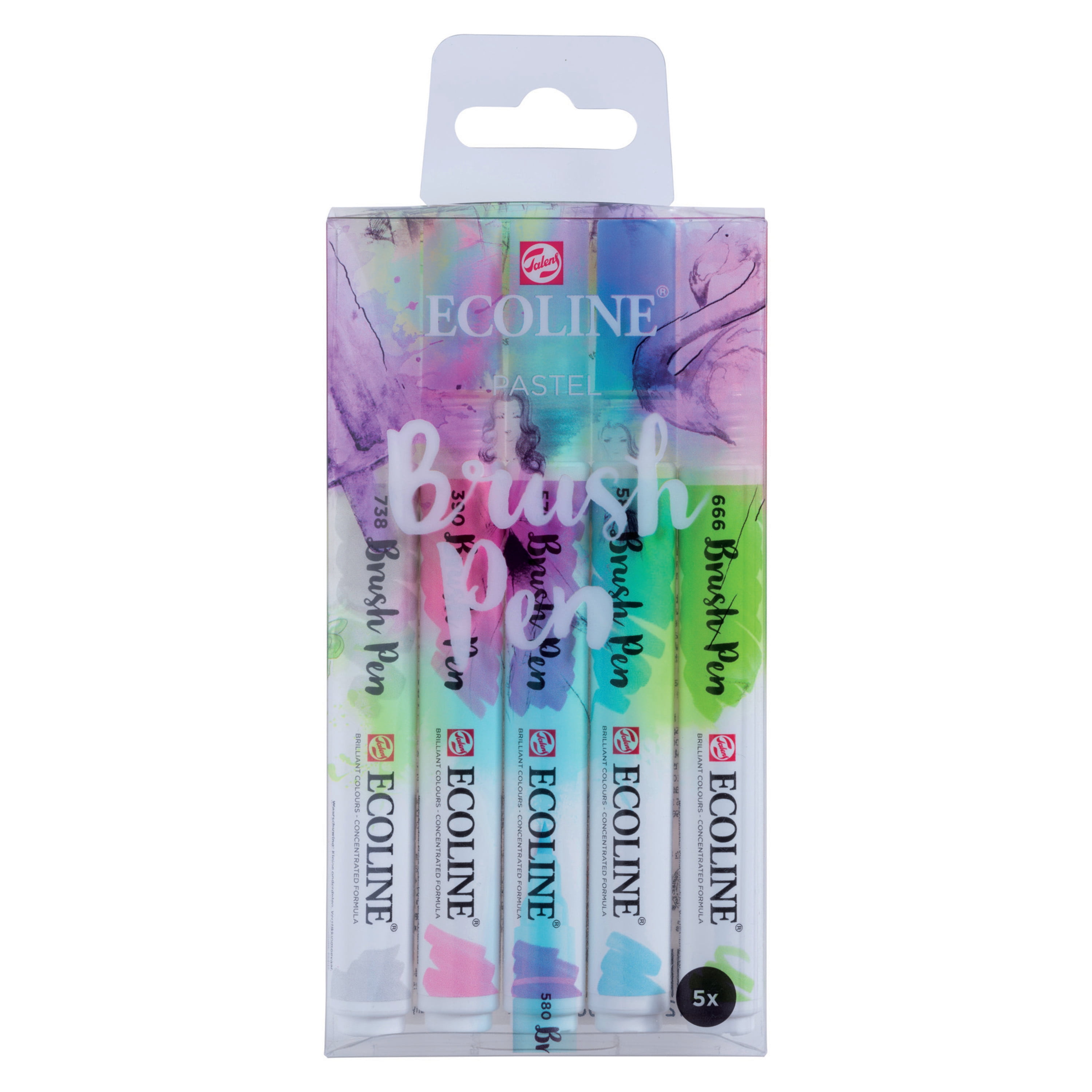 Politie Origineel Virus Ecoline Liquid Watercolour Brush Pen, 5-Color Pastel Set - Walmart.com