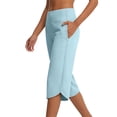 thumbnail image 2 of Nestiefly Womens Capri Pants with Pockets Straight Leg Yoga Capris Leggings Mid-Calf Capris Workout Summer Blue S, 2 of 7