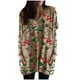 thumbnail image 1 of Blusa holgada de manga larga con bolsillo y estampado navideño para mujer con cuello redondo y empalme Pompotops gfhjh8610, 1 of 5