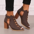 thumbnail image 4 of Sexy Heels for Women High Heel Sandals Womens Open Toe Heel Sandal,Fashion Buckle Strap Chunky High Heel Sandals Faux Suede Cutout Black High Heel Party Dress Booties 3 Inch Pumps Coffee 9, 4 of 5