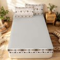 thumbnail image 4 of Erosebridal Traditional Aztec Zipper Twin Comforter Sets with Fitted Sheet and 2 Pillowcases, Gothic Cow Skull Zipper Bedding Set, Cream Brown Black, Gray Reversible, 4 of 7