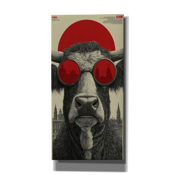 Epic Graffiti 'Cow Googles' by Ann Klee Canvas Wall Art, 12" x 24"