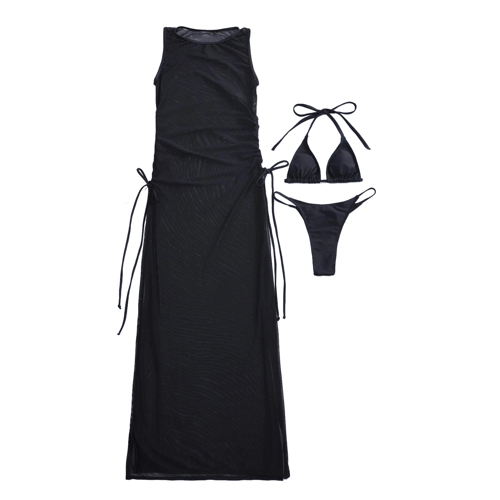 CALAFEBILA 2023 Y2K Vibe Ladies Fashion Solid Color Lacing Split Bikini ...