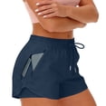 thumbnail image 2 of Womens High Waist Running Shorts with Pockets Quick-Dry Lightweight Athletic Shorts for Workout Yoga Daily Casual Wear Navy, 2 of 9