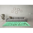 thumbnail image 3 of Ahgly Company Machine Washable Indoor Rectangle Abstract Turquoise Blue Contemporary Area Rugs, 2' x 5', 3 of 4