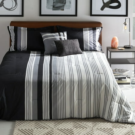 Modrn Industrial 5 Piece Striped Comforter Set Walmart Com