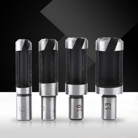 Wood Plug Cutter VBESTLIFE Dowel Maker,4pcs Steel Wood Plug Cutters Woodworking Dowel Maker Cutting Bit Tool 6/8/10/13mm Plug Cutter ()