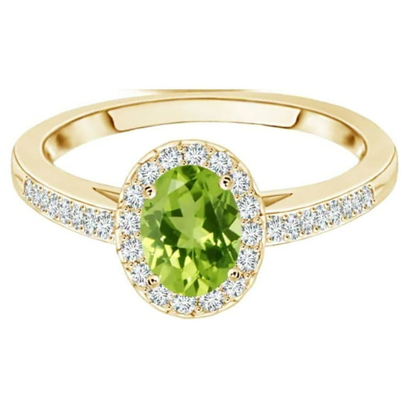 Oval 1.20 Ctw Peridot Gemstone 925 Sterling Silver Solitaire Accents Women Engagement Ring
