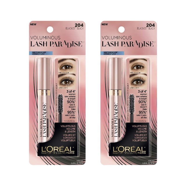 L'Oreal Paris Mascara para Pestanas Lash Paradise Negro A prueba de agua 2 pack