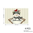 thumbnail image 4 of JOOCAR Hello Winter Snowman with Cardinal Plaid Scarf Linen Table Mats Set of 4 for Home Kitchen Table Decor 12x18 inch, 4 of 5