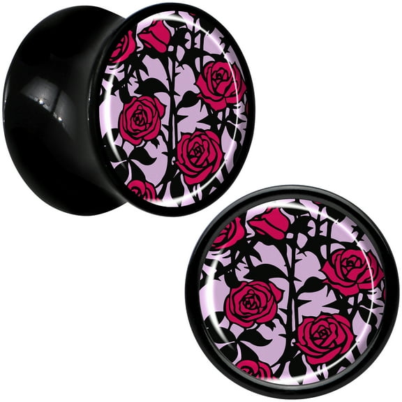 Body Candy 00g 2PC Black Acrylic Blossom Creation Love of Roses Saddle Plugs Double Flare Plug Ear Plug Gauges 10mm