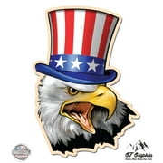 Uncle Sam Patriotic Bald Eagle Freedom - 3" Vinyl Sticker - For Car Laptop I-Pad Phone Helmet Hard Hat - Waterproof Decal