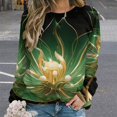 thumbnail image 2 of Abstract Flowers Women's Floral Printed Sweatshirt Long Sleeve Crewneck Casual Loose Vintage Graphic Pullover Tops, 2 of 7