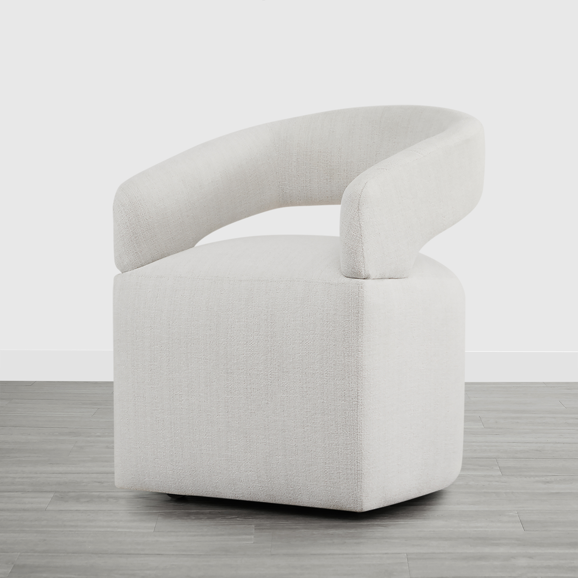Spruce & Spring Upholstered Dining Chair with Open Back and Hidden Casters, Single, Linen