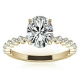 thumbnail image 3 of Solitaire Brilliance 2CT Oval Lab Grown Diamond Distance Pave Band Engagement Ring 18K Yellow Gold, Ring Size 5, 3 of 5