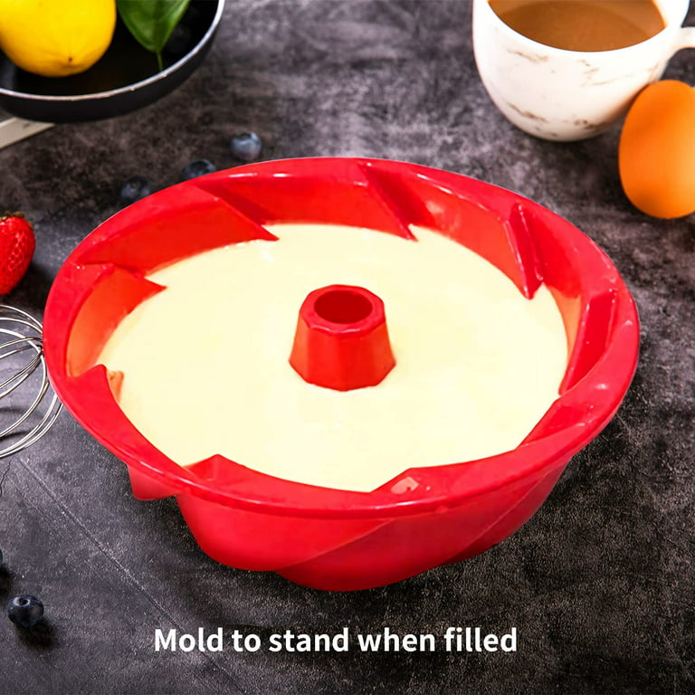  HOIRIX 2Pieces Silicone Bundt Cake Pan 6 Inch Baking Mold  Non-Stick Round Tube Cake Pan Molds (Color : B, Size : 2Pcs): Home & Kitchen