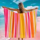 thumbnail image 5 of Conjunto de toallas de playa extra grandes, microfibra, secado rápido, resistente a la arena, diseño arcoíris, 5 of 6