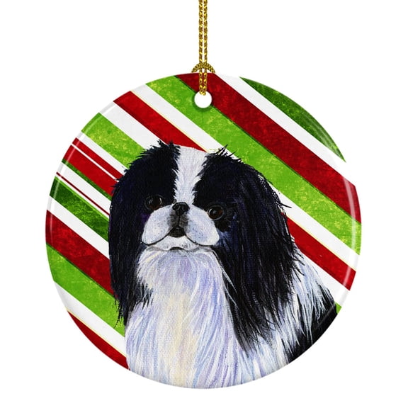 Carolines Treasures SS4536-CO1 Japanese Chin Candy Cane Holiday Christmas Ceramic Ornament 3 in multicolor