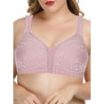 thumbnail image 6 of Deyllo Women's Wireless Bras Plus Size Non Padded Full Coverage Minimizer Bra, Light Purple 48C, 6 of 8