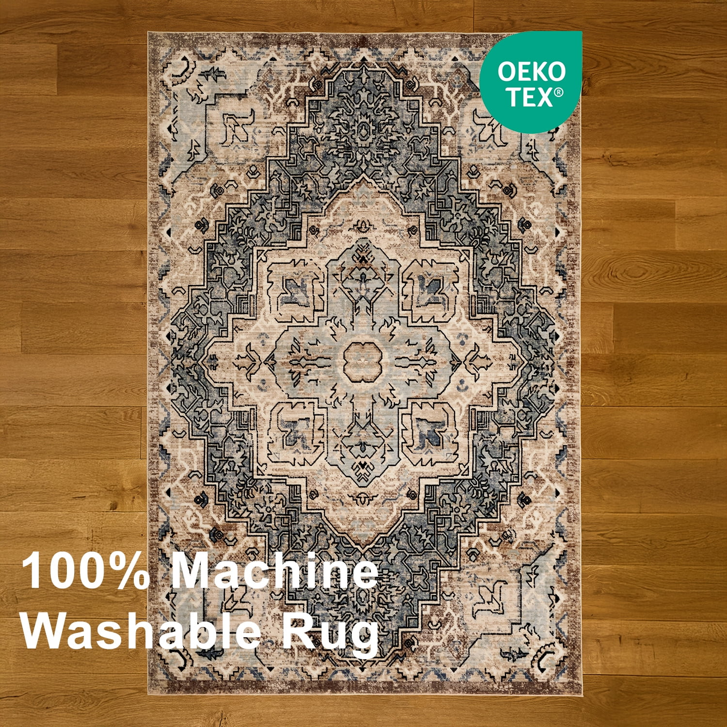 Tapis Esmira Lavable à la Machine Traditionnel pour Salon, Chambre, Salle A Manger, Entrée, Couloir et Plus Encore.