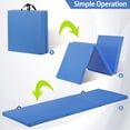 thumbnail image 2 of 6' x 2' Tri-Fold Portable Folding Exercise Gym Mat Extra Thick Foam Gymnastics Mat Aerobics Yoga Martial Arts Stretching Core Workouts With Carrying Handle,Blue, 2 of 14