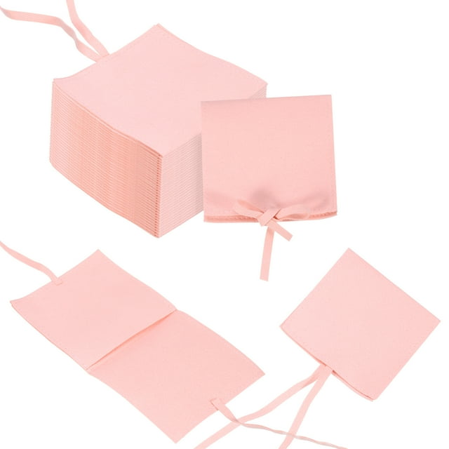 Uxcell 40 Pcs Bolsa de Microfibra para Joyería, 3.1 × 3.1 Pulgadas, Rosa