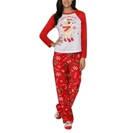 

Christmas Family Pajamas Set Deer Print Round Collar Tops+Trousers Xmas Matching Jammies