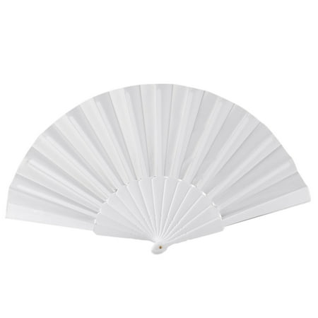 

Plastic Fabric Hand Foldable Fan for Ladies Men White