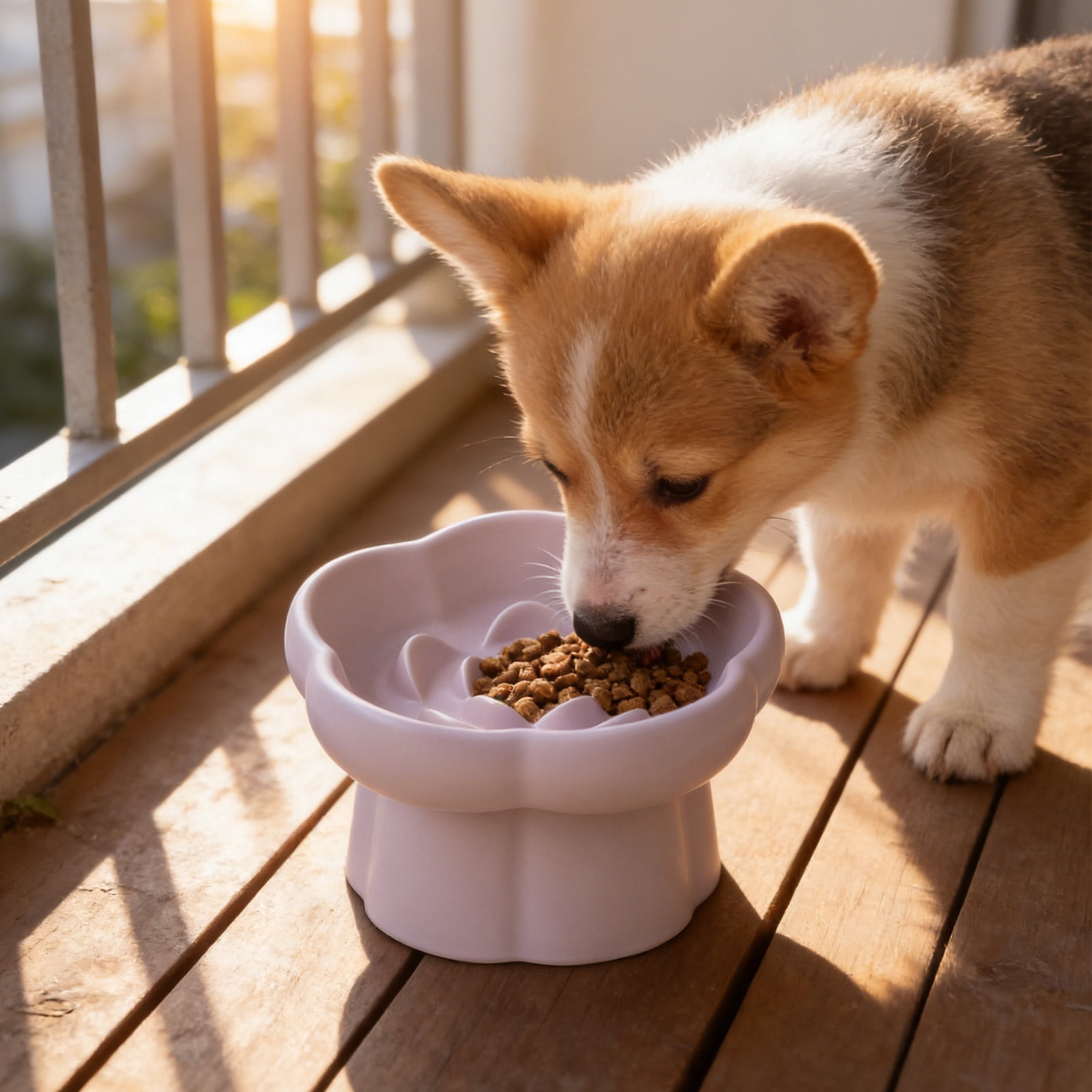 Tuvgenk Dog Bowl Slow Feeder Raised Neck Support Cat Bowl Stable Base Slant Layout Comfort Posture Prevent Fast Eating Habit