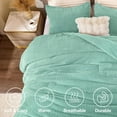 thumbnail image 5 of Fluffy Queen Comforter Set - Furry Eggshell Blue Leaves Pattern Faux Fur Bed Set, Winter Ultra Soft Fuzzy Comfort Set, Velvet Bedding Set for Bed with 2 Pillow Cases, 5 of 13