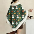 thumbnail image 2 of AUNVITO Cozy Christmas Print Fleece Shawl with Thick Faux Fur Collar Women's Warm Homewear Sleeveless Winter Wrap, 2 of 6