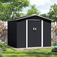 thumbnail image 3 of HOGYME 6' x 8' Outdoor Storage Shed Garden Tool Metal Shed for Backyard Patio Lawn w/ Lockable Doors Vents, Dark Gray, 3 of 18