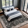 thumbnail image 3 of Bleum Cade Vintage Washable 8'x10' Area Rugs for Living Room,Dark Gray Farmhouse Carpet for Bedroom,Low Pile Soft Large Rug with Rubber Backing for Dining Room Kitchen Home Decor, 3 of 11