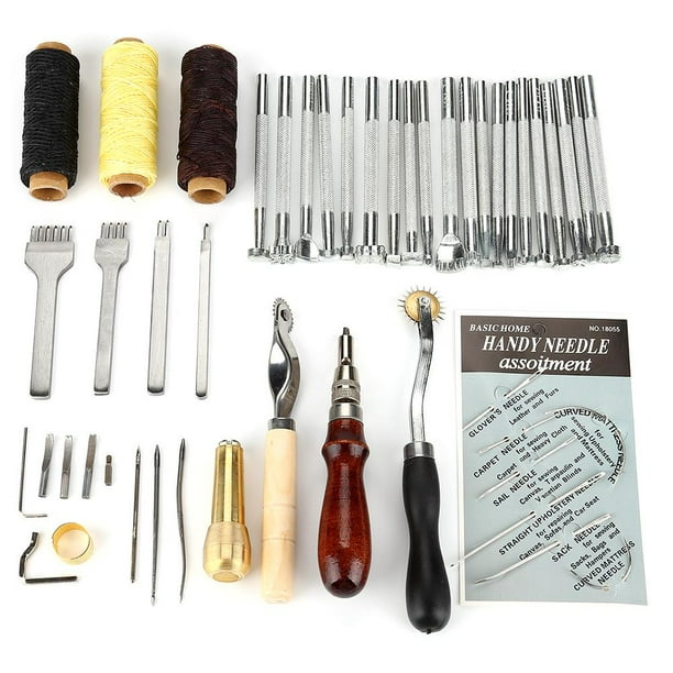 Iney 48pcs Leather Working Tools And Supplies Craft Tool Kits Includes Groover Thimble Sewing Waxed Thread Needles Ing Iron Stamps For Paper Canvas More Com - Leather Craft Tools And Supplies Iney 48pcs Leather Working Tools And Supplies Craft Tool Kits Includes Groover Thimble Sewing Waxed Thread Needles Ing Iron Stamps For Paper Canvas More Com - Leather Craft Tools And Supplies