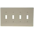 thumbnail image 2 of Hubbell NPJ4LA Lt Almond 4-Gang Unbreakable MidSize Switch Plate Cover Wallplate, 2 of 4