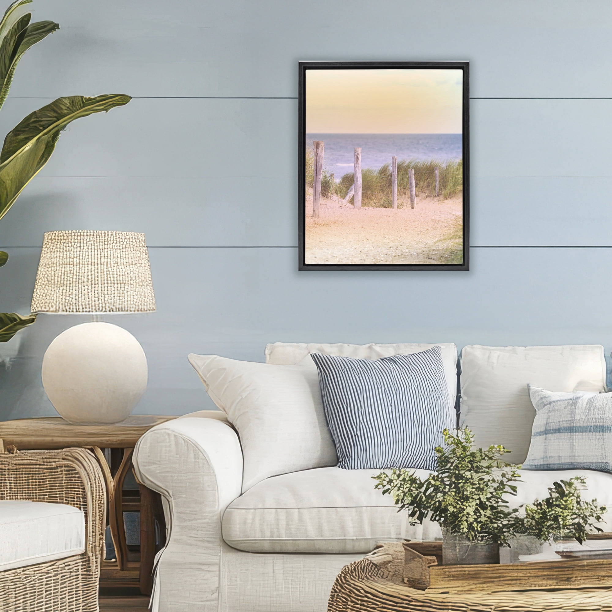 Stupell Industries Carefree Beach Vacation Black Framed Floater Canvas Wall Art, design by Marcus Prime