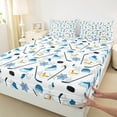 thumbnail image 3 of jejeloiu Sice Hockey Sport Full Size Sheets,Ball Game Gaming Bed Sheets,Blue Cute Snowflake Sheet Sets For Boys Teens,Breathable Home Decor,4 Pieces, 3 of 7